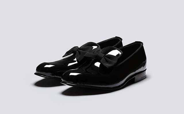 Grenson Dress Slipper Womens Slip On Shoes in Black Patent Leather GRS212808